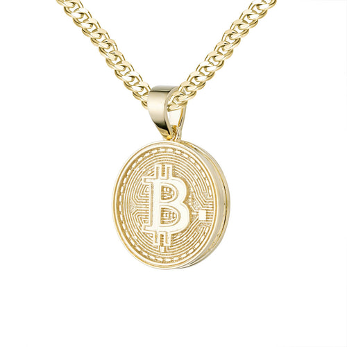 Genuine Gold Bitcoin Crypto Pendant-pendant charm-lirysjewelry