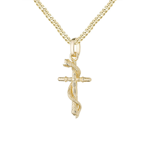 Ancient Snake and cross pendant-pendant charm-lirysjewelry