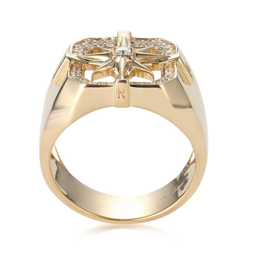 Nautical Star Ring With Diamond Accents