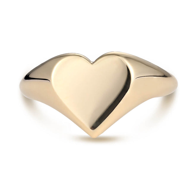 Anillo de corazón de moda simple oro genuino