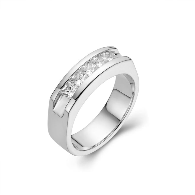 Genuine Gold Mens Five-stone Channeled Wedding Band-ring-lirysjewelry