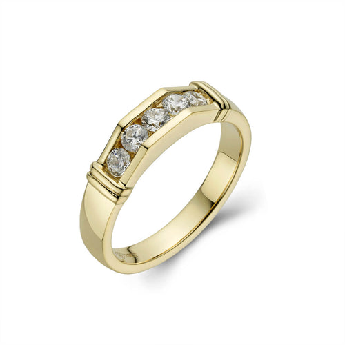 Genuine Gold Mens Five-Stone Wedding Band-ring-lirysjewelry
