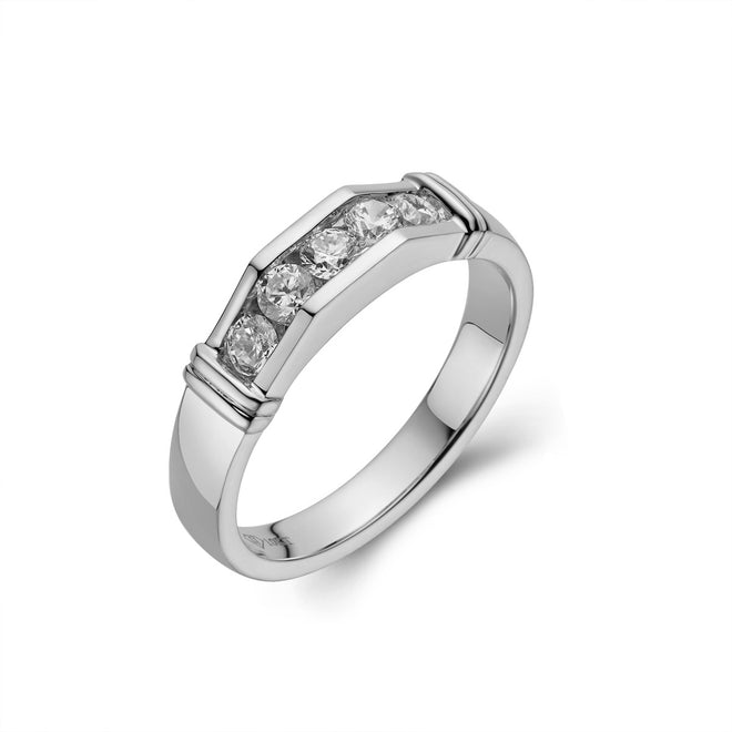 Genuine Gold Mens Five-Stone Wedding Band-ring-lirysjewelry