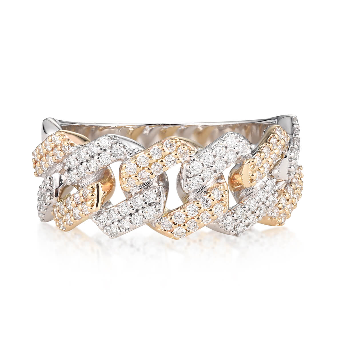 Diamond Halo Cuban Chain Ring | Light Weight Jewellery Online