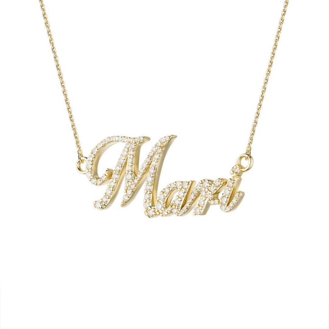 Personalized Diamond Nameplate | Cursive Font – Liry's Jewelry