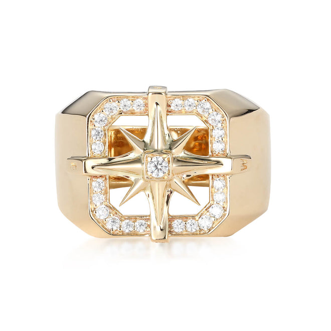 Nautical Star Ring With Diamond Accents