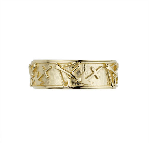 Louis Vuitton Monogram Yellow Gold Cocktail Band Ring For Sale at