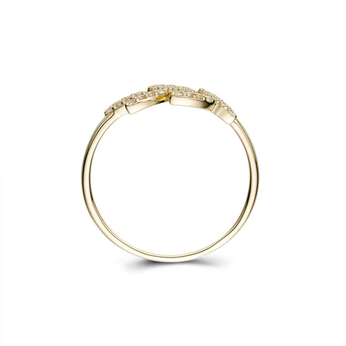 Womens Simple single branch Leaf Ring with cz diamonds-ring-lirysjewelry
