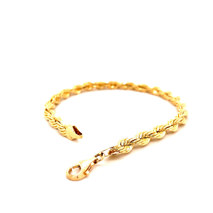 10K Yellow Genuine Gold Rope Bracelet Anklet Diamond Cut 1mm 1.5mm 2mm  2.5mm 3mm (2mm,9