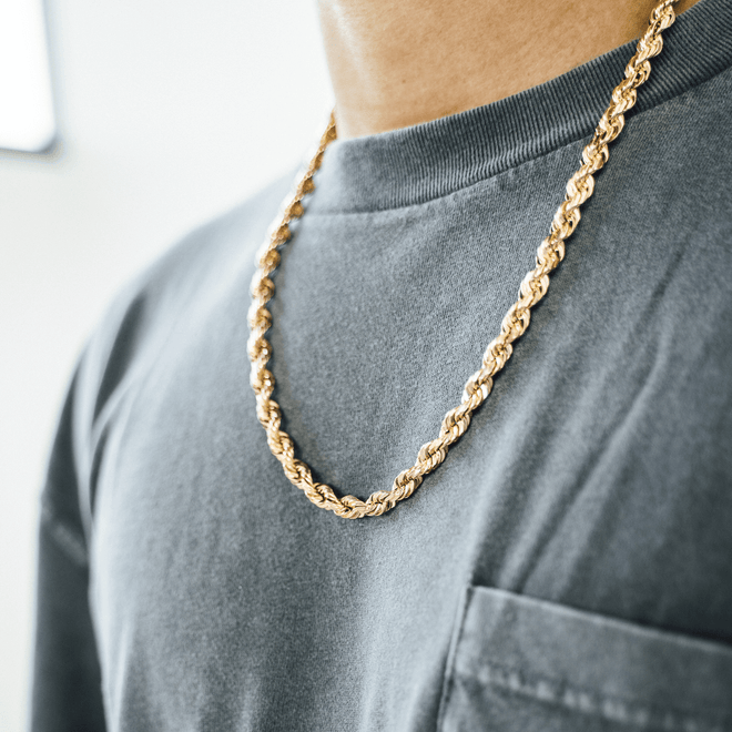 Solid Gold Diamond Cut Rope Chains