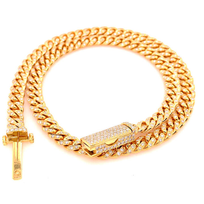iced out miami cuban link necklace 10kt 8mm 18.5" 6.5ctw-Miami Cuban Link-lirysjewelry