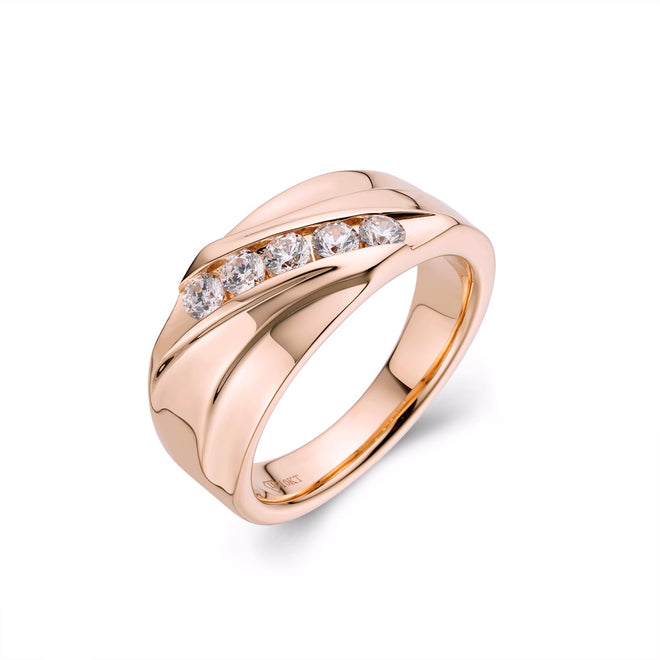 Genuine Gold Mens Five-stone Accented Wedding Band-ring-lirysjewelry