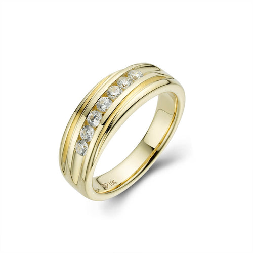 Mens Single Row Grooved wedding band-ring-lirysjewelry