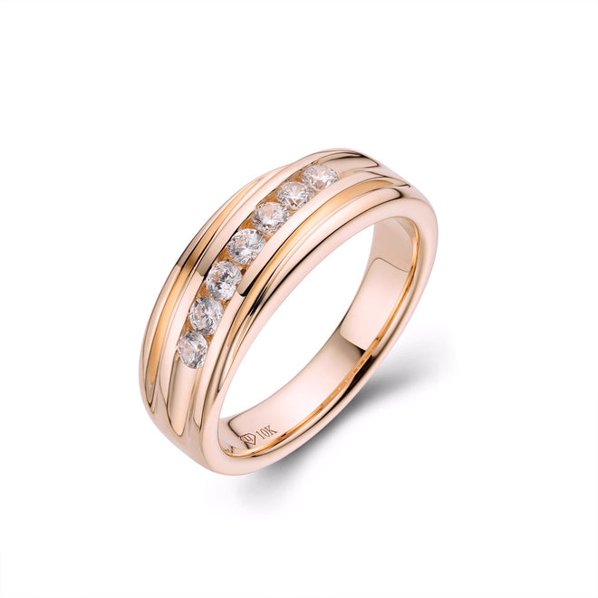 Mens Single Row Grooved wedding band-ring-lirysjewelry