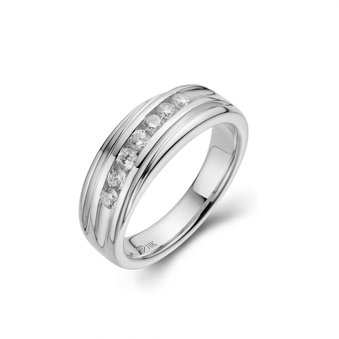 Mens Single Row Grooved wedding band-ring-lirysjewelry