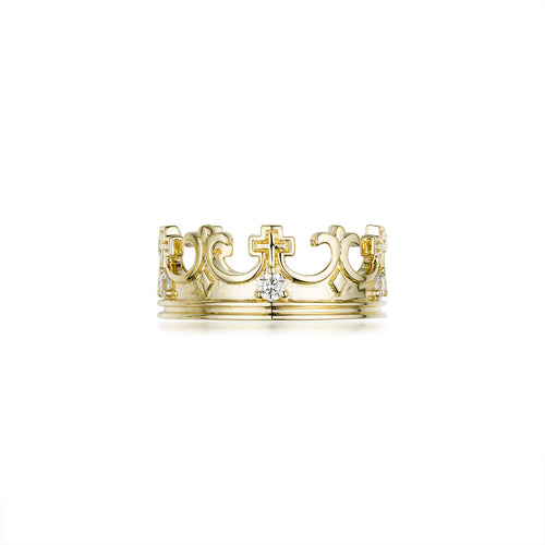 Mens Crown Ring w/ CZ Stones-ring-lirysjewelry