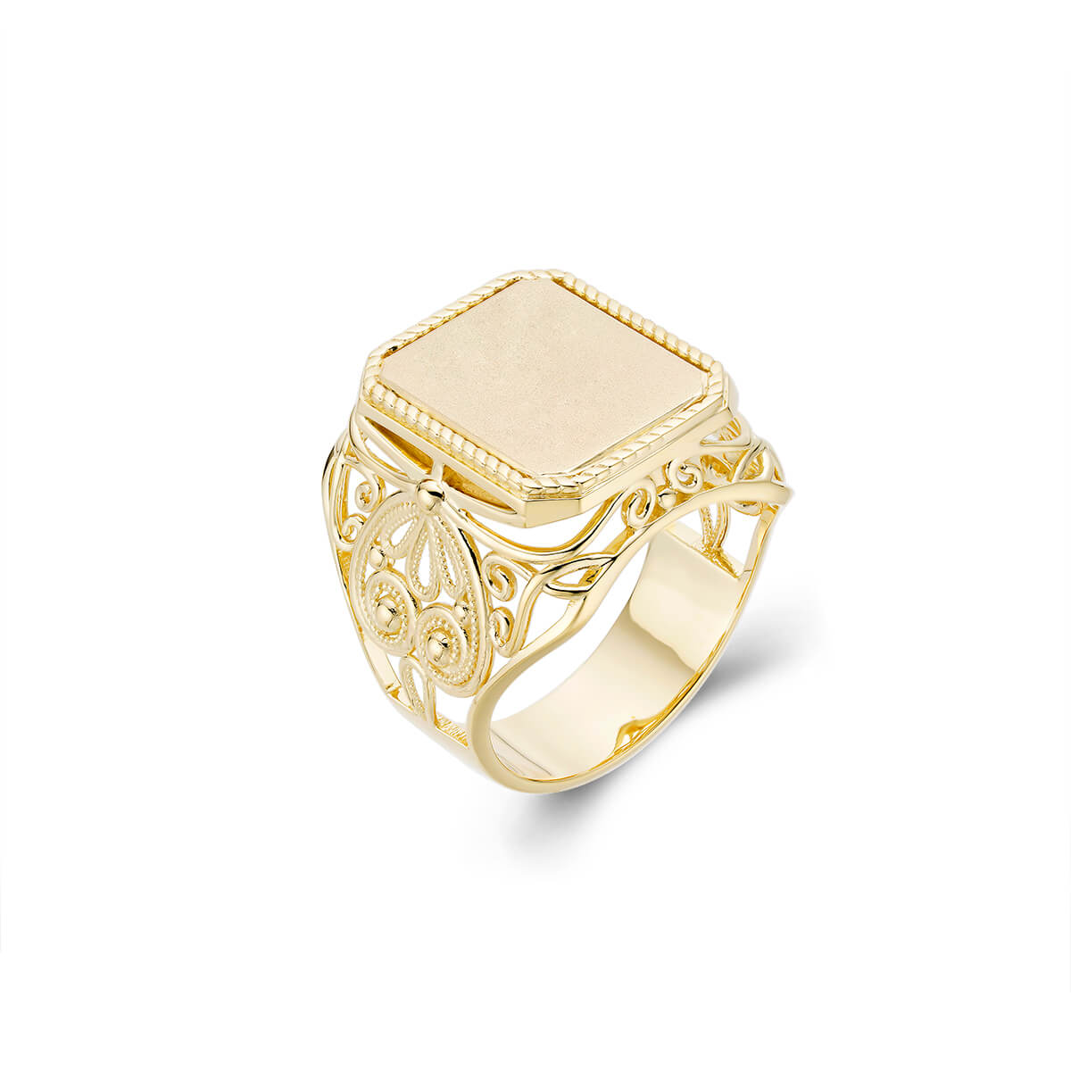 Kooljewelry 14k Yellow Gold Rectangular Signet Ring (mens or womens, 12.7  mm)|Amazon.com