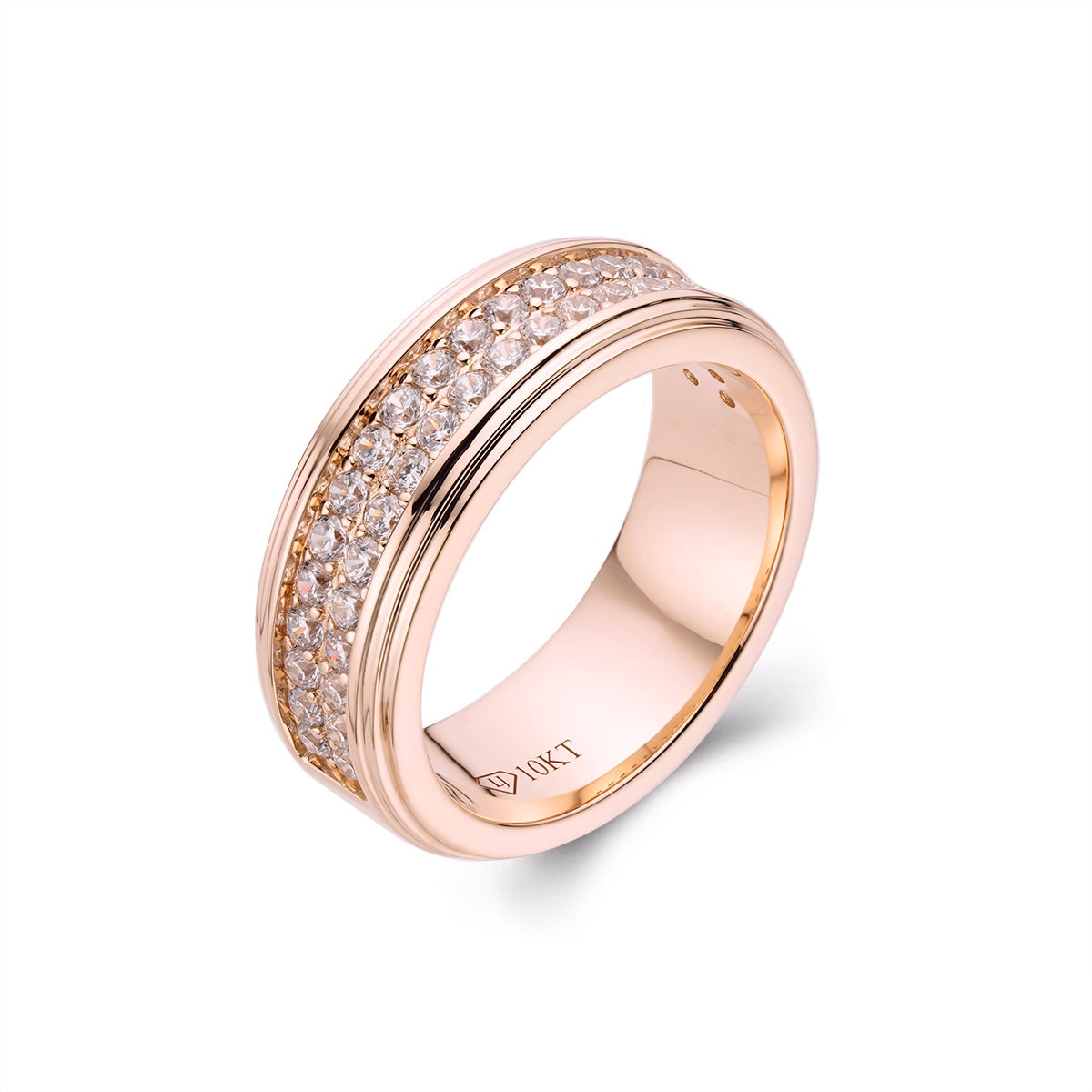 Genuine Gold Mens Double Row Wedding Band