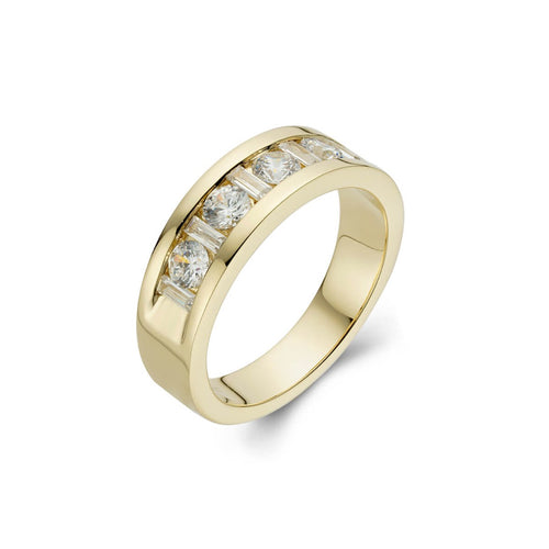 Mens Baguette Five-Stone Wedding Band-ring-lirysjewelry