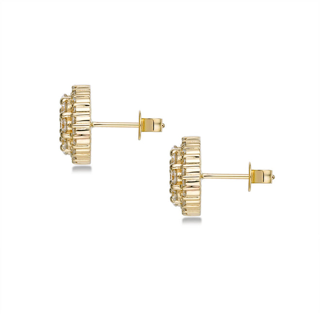 aretes de racimo de diamantes de oro genuino vs