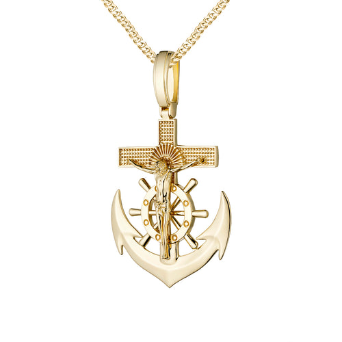 Anchor & Crucifix Pendant | Gold & Silver Anchor & Crucifix Pendant | Gold & Silver