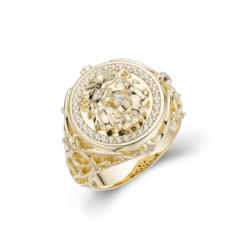 Diamond gold or silver lion ring-ring-lirysjewelry