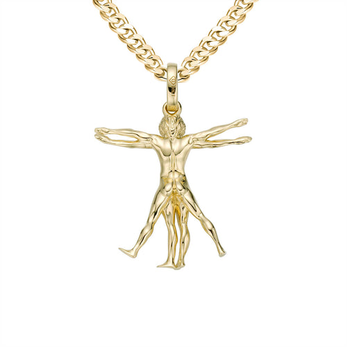 Vitruvian Man Pendant & charm solid gold silver