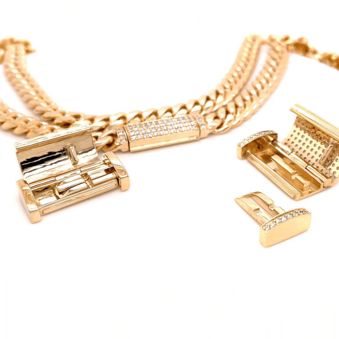Men's 14K Gold Plated Cuban Link Chain Necklace – 9mm Width, 26 Inch Length, Box Clasp With Safety Lock
