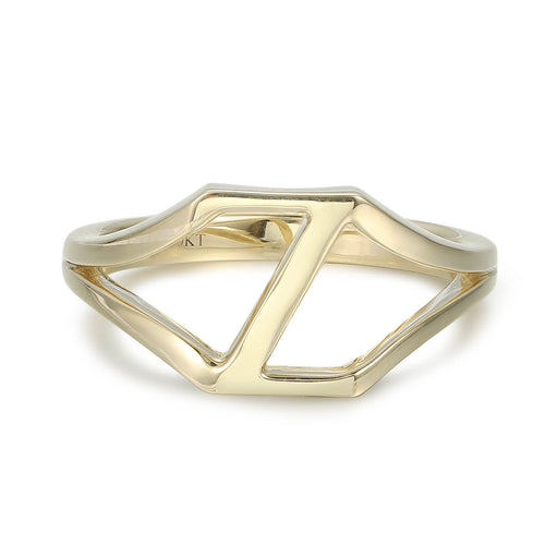 Hollow Heart Initial Letter Rings For Women Stainless Steel Gold