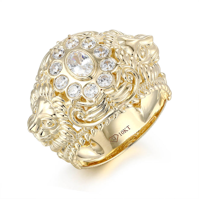 Cluster Stone Ring With Lion Sides