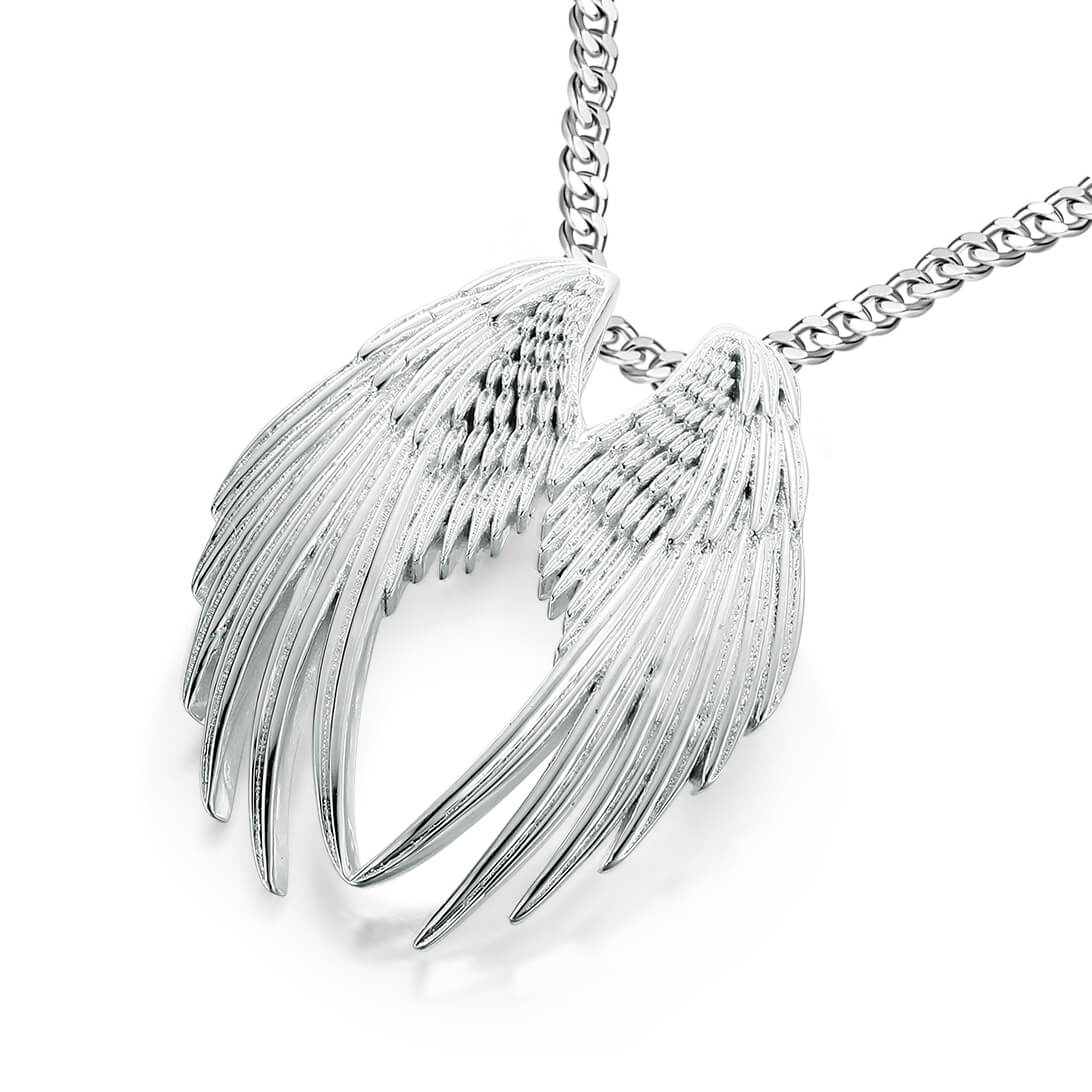 Mens Wing Pendant - Silver Pendant Necklace - By Twistedpendant