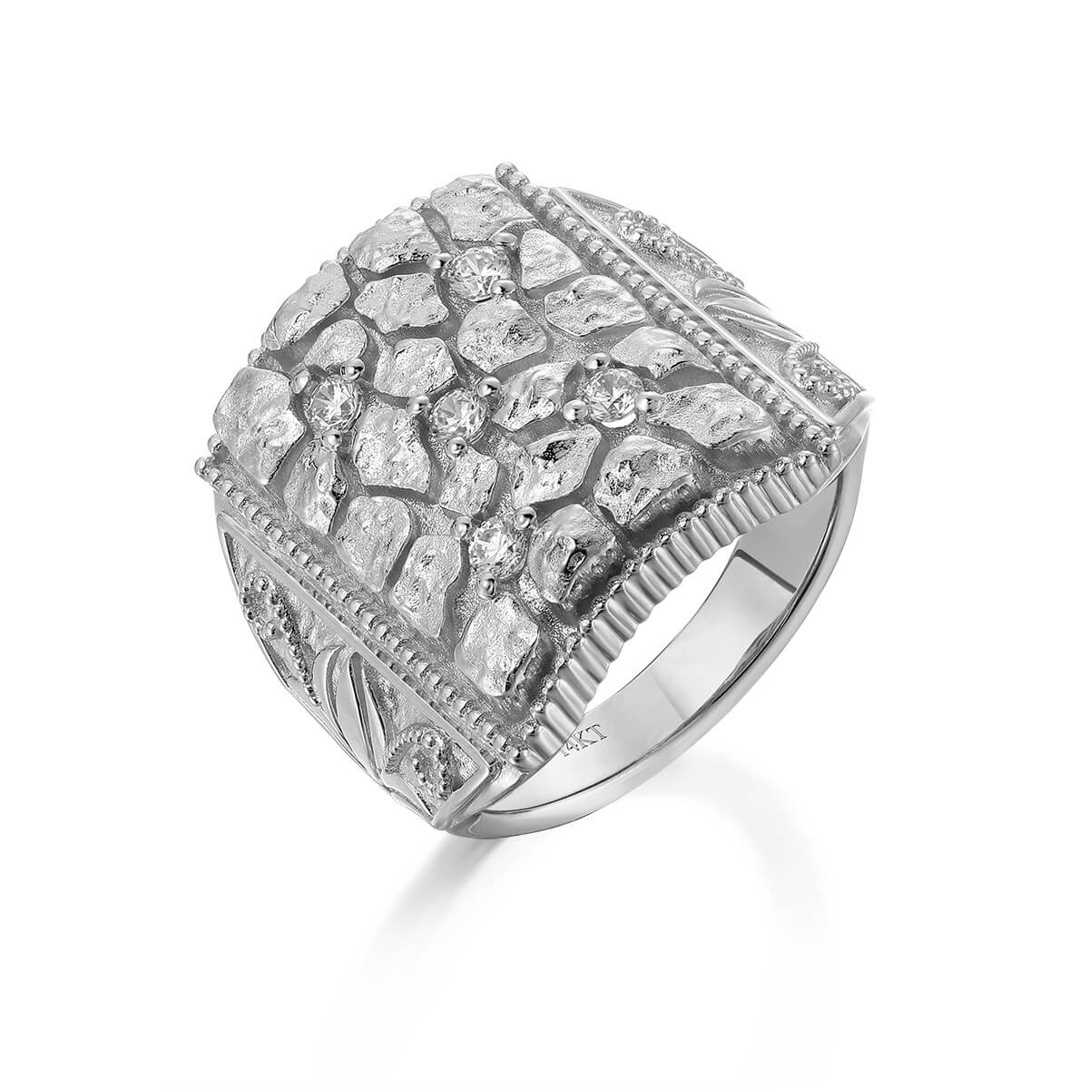 Art Deco Diamond and 14K White Gold Unisex Band Engagement Ring – Alpha &  Omega Jewelry