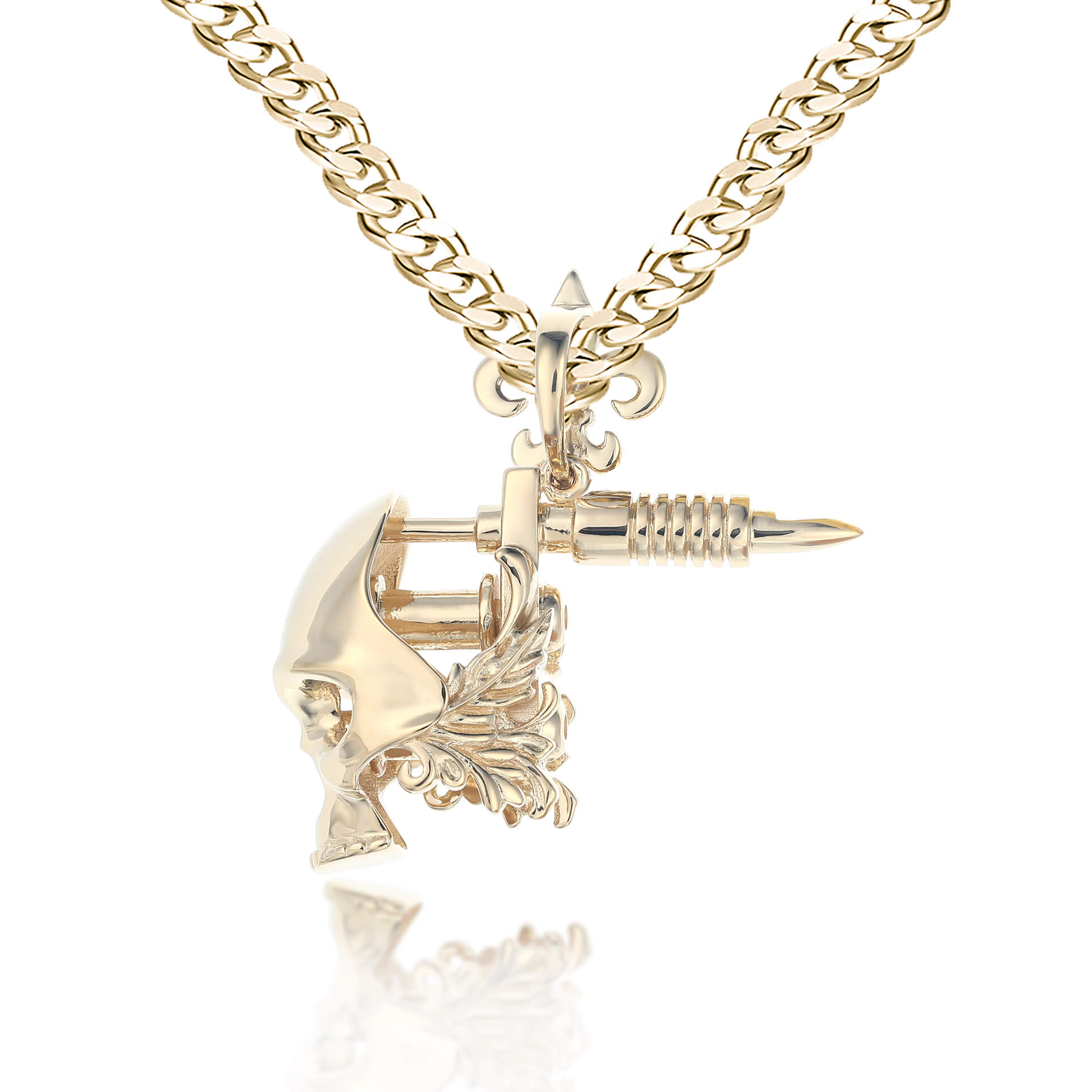 Skull Tattoo Gun Pendant - Gold Jewelry | Lirys – Liry's Jewelry