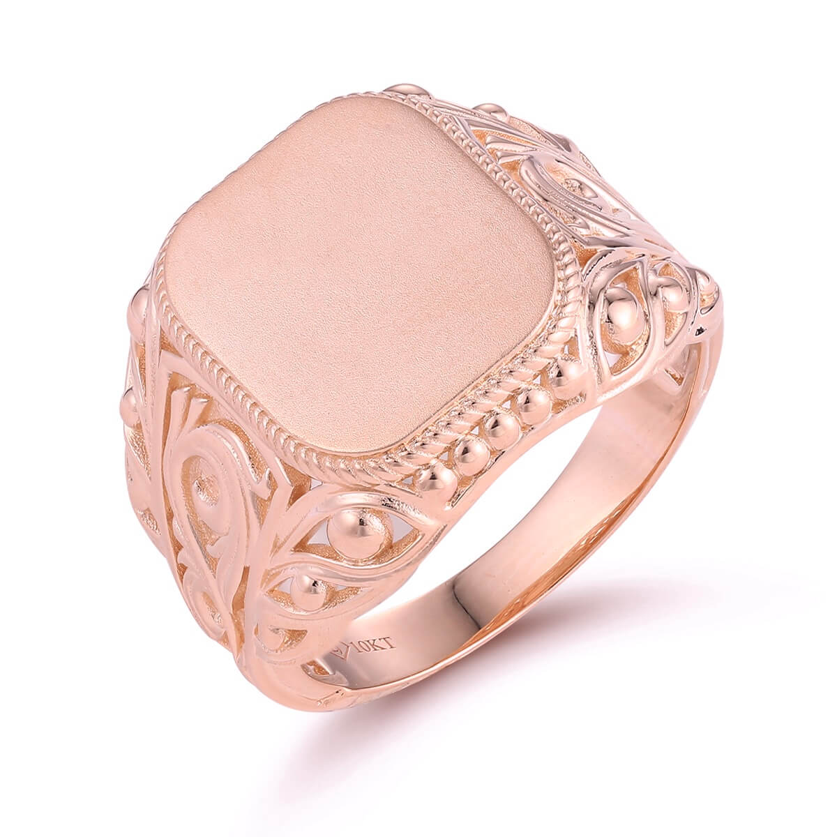 Floral Signet Ring With Sandblasted Top – Liry's Jewelry Floral Signet Ring With Sandblasted Top – Liry's Jewelry