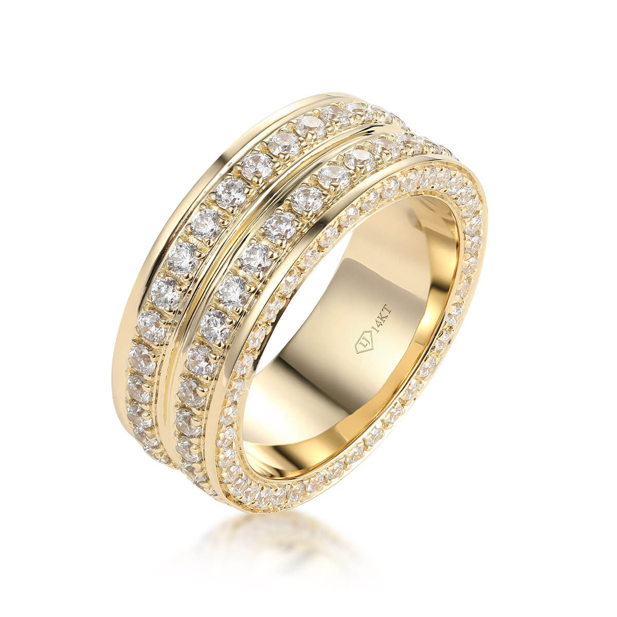 Diamond Edged Wedding Band 9mm Luxury Ring Lirys