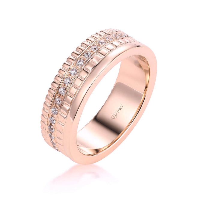 Alianza de boda de una hilera con volantes para hombre