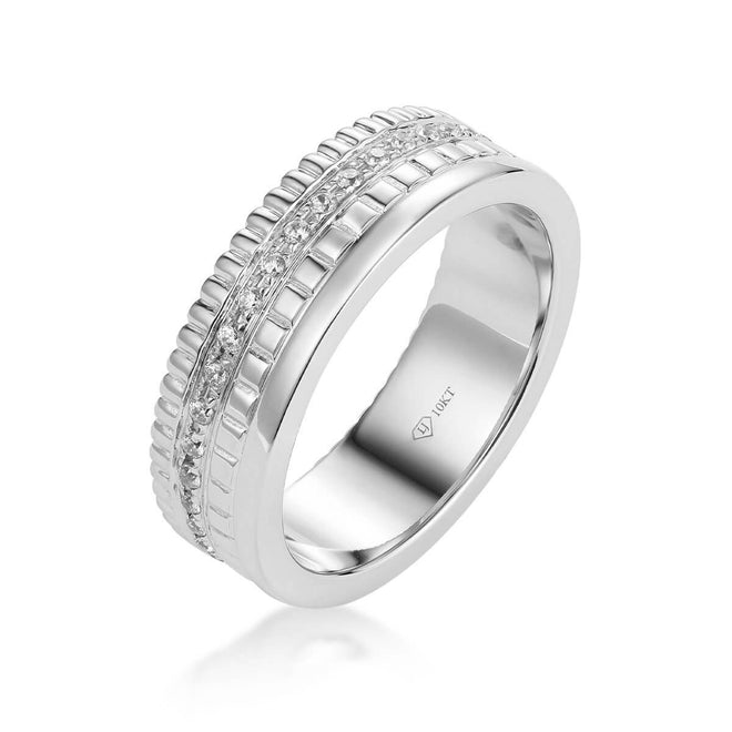 Alianza de boda de una hilera con volantes para hombre