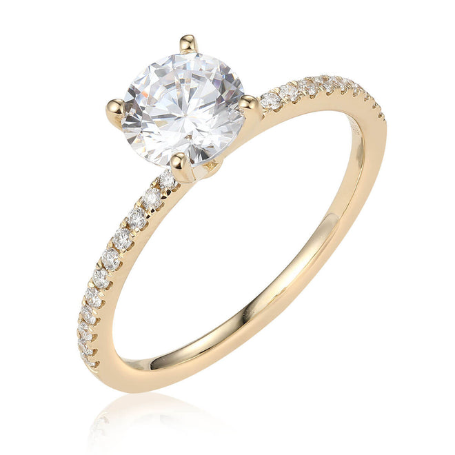 Petite Micropavé Diamond Engagement Ring