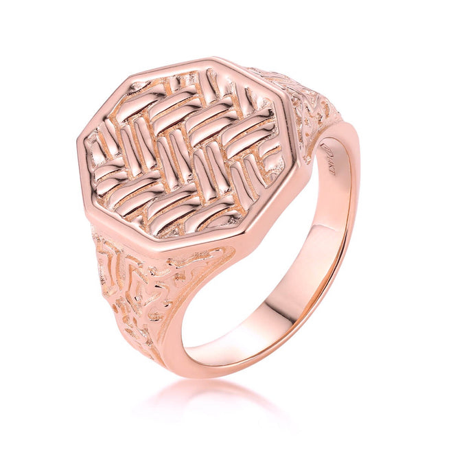 Anillo octágono con diseño de espiga