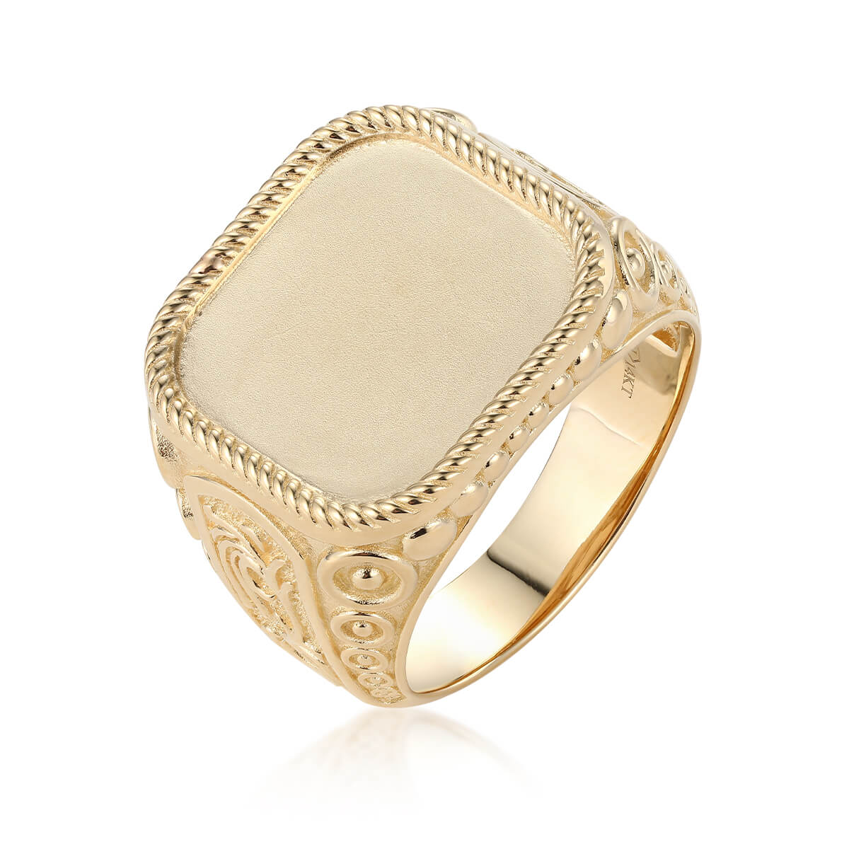 Braided Bezel Signet Style Ring - Modern Signet Ring with Braided Rope ...