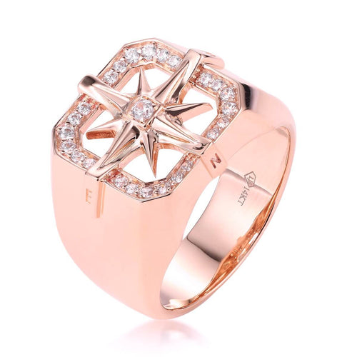 Nautical Star Ring With Diamond Accents Genuine Gold Jewelry