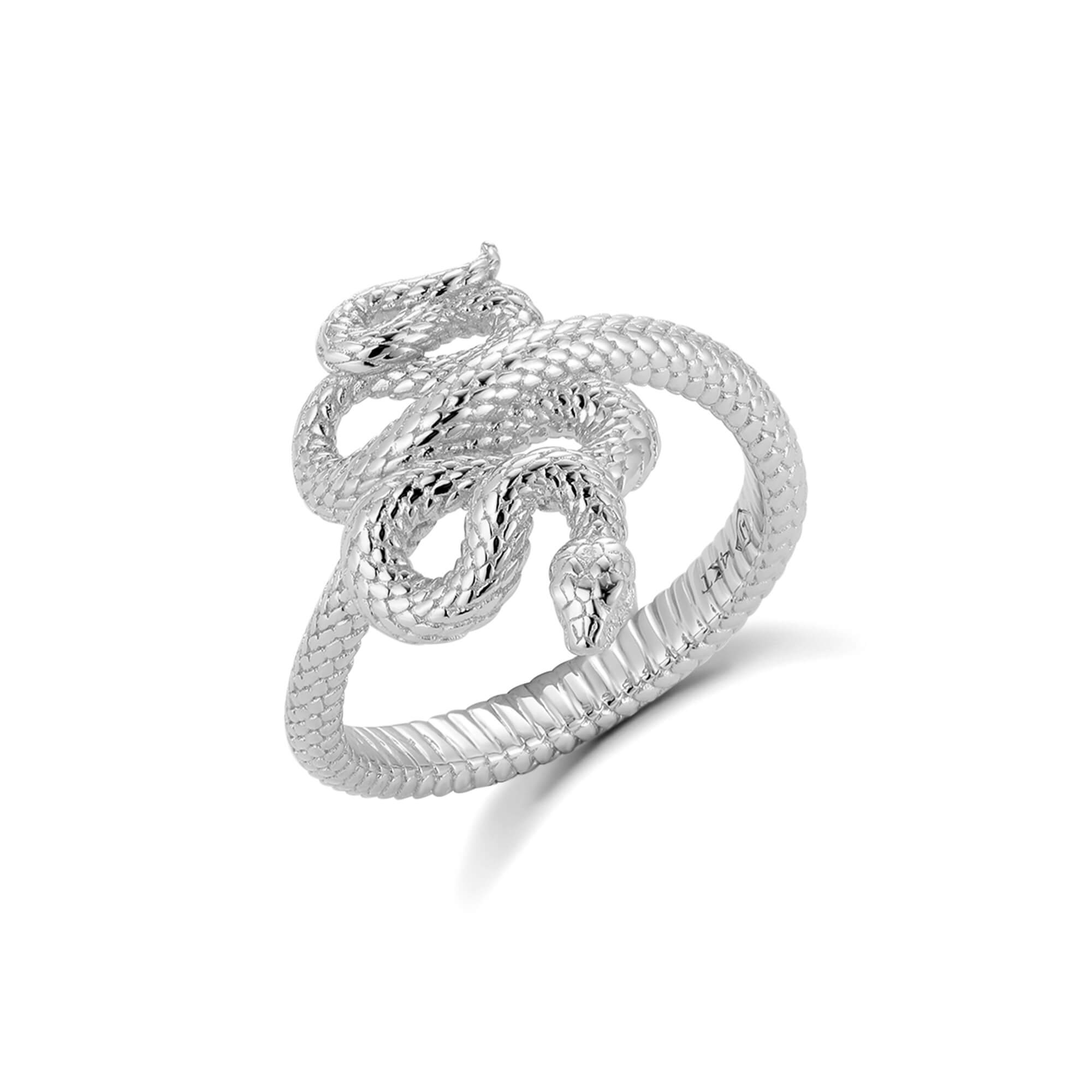 Ouroboros Snake Stainless Steel Ring, Silver