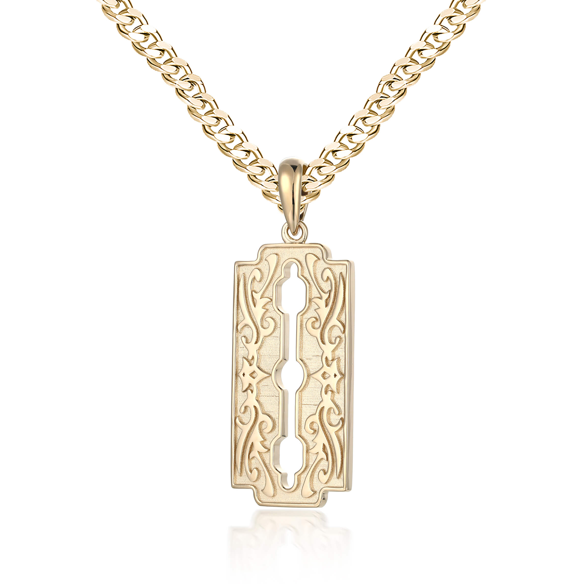 Stained Glass Razor Blade Pendant | Gold Jewelry – Liry's Jewelry