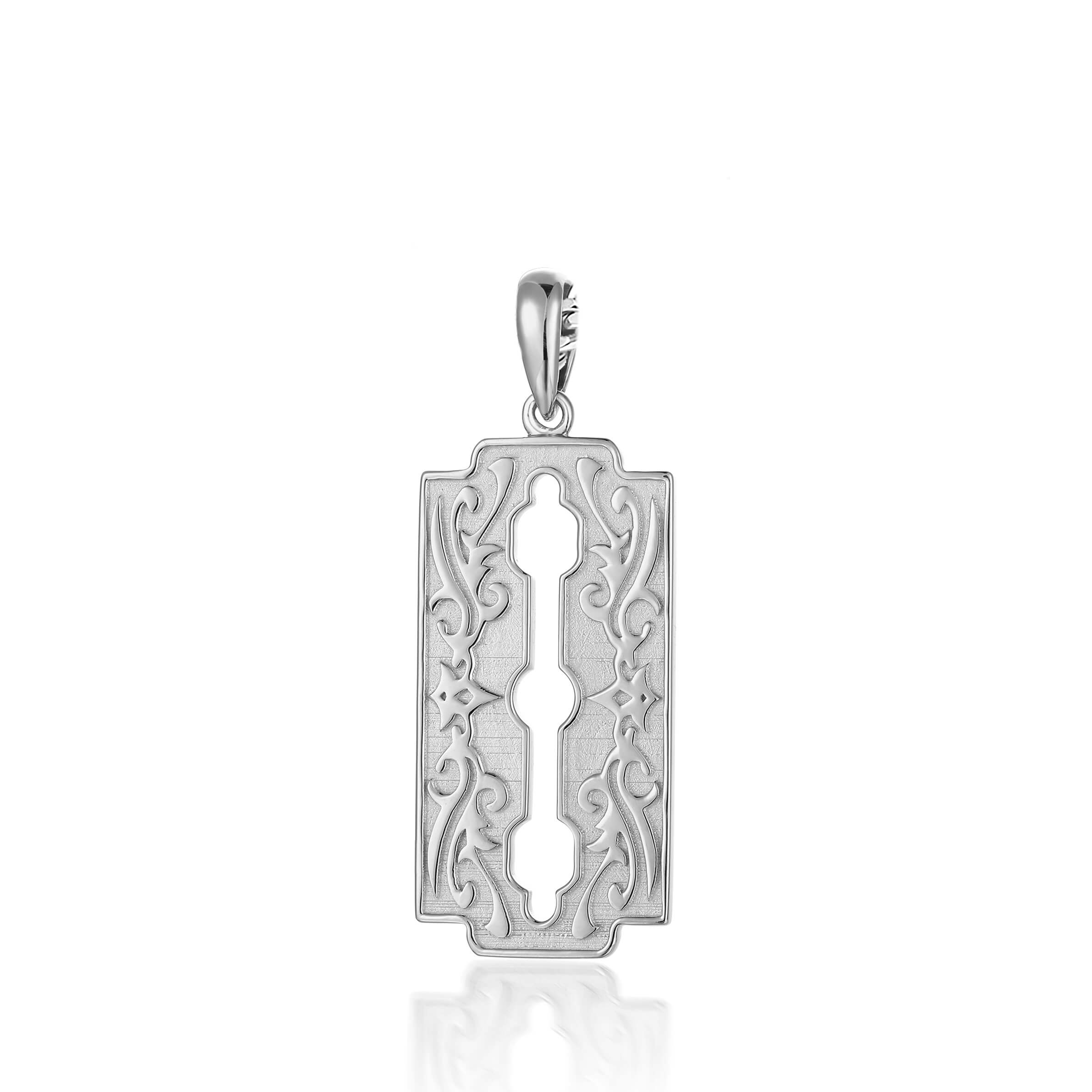 Silver razor blade necklace store