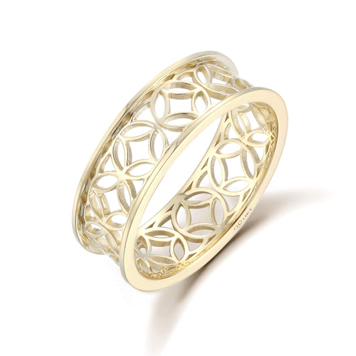 Contemporary Mesh Ring | Gold Womens Fashion Jewelry 925 Silver / White