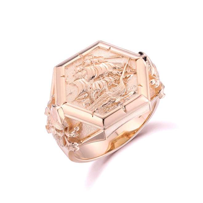Anillo de sello de barco pirata náutico 