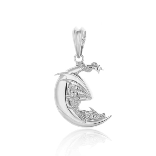 Sterling Silver Chinese Dragon Pendant Charm 1 1/2 tall