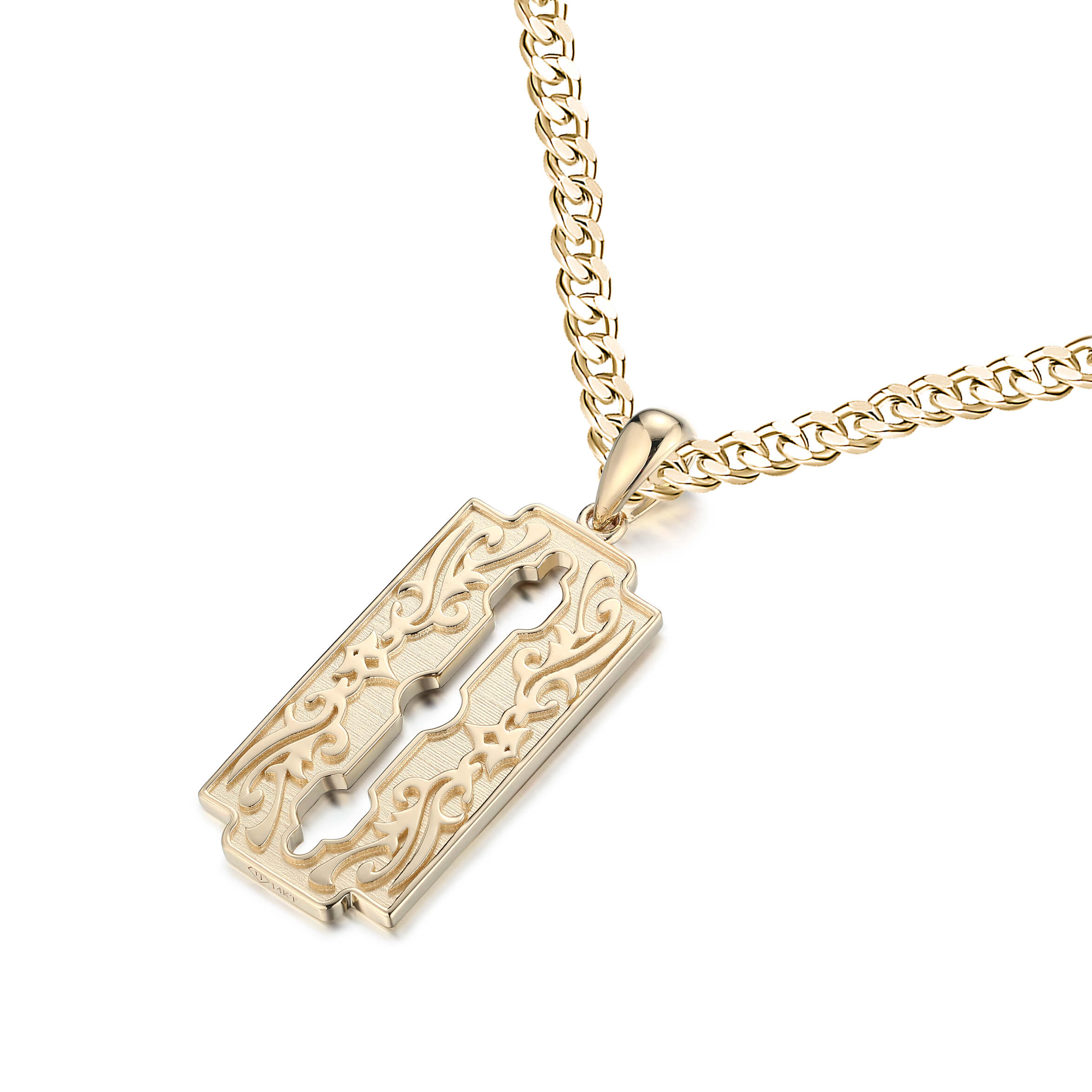 Gold razor hot sale blade necklace