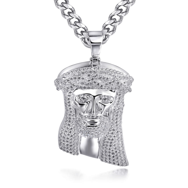 Jesus Piece with diamonds (genuine and CZ)-pendant charm-lirysjewelry