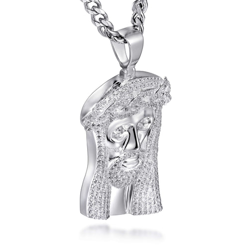Jesus Piece with diamonds (genuine and CZ)-pendant charm-lirysjewelry